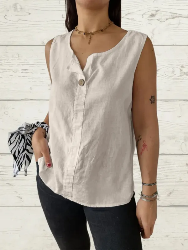 Full Size Casual Linen Sleeveless Blouse Plus Size sold by Charming Charlie