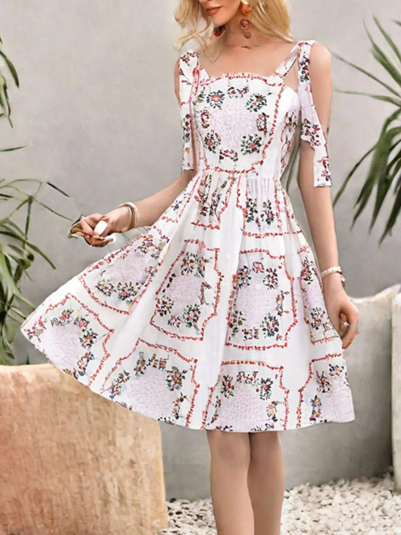 Floral Print Tie-Shoulder Mini Dress sold by Charming Charlie product image thumbnail 2