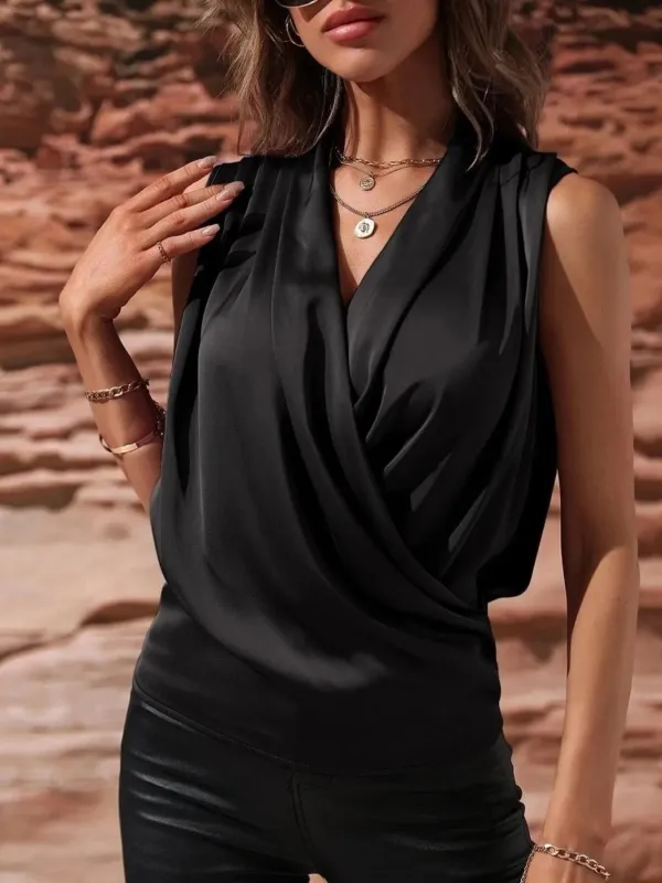 Sleeveless Wrap Draped  Blouse sold by Charming Charlie