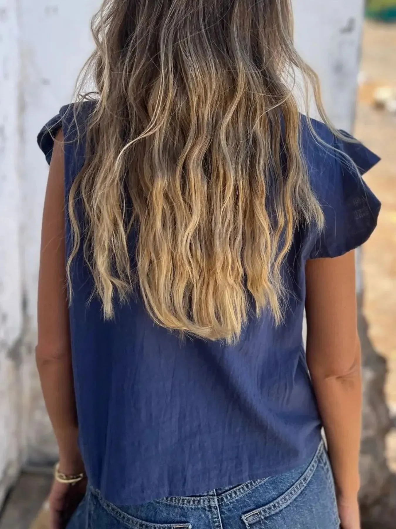 Full Size Ruched V-Neck Cap Sleeve Blouse Plus Size sold by Charming Charlie product image thumbnail 5