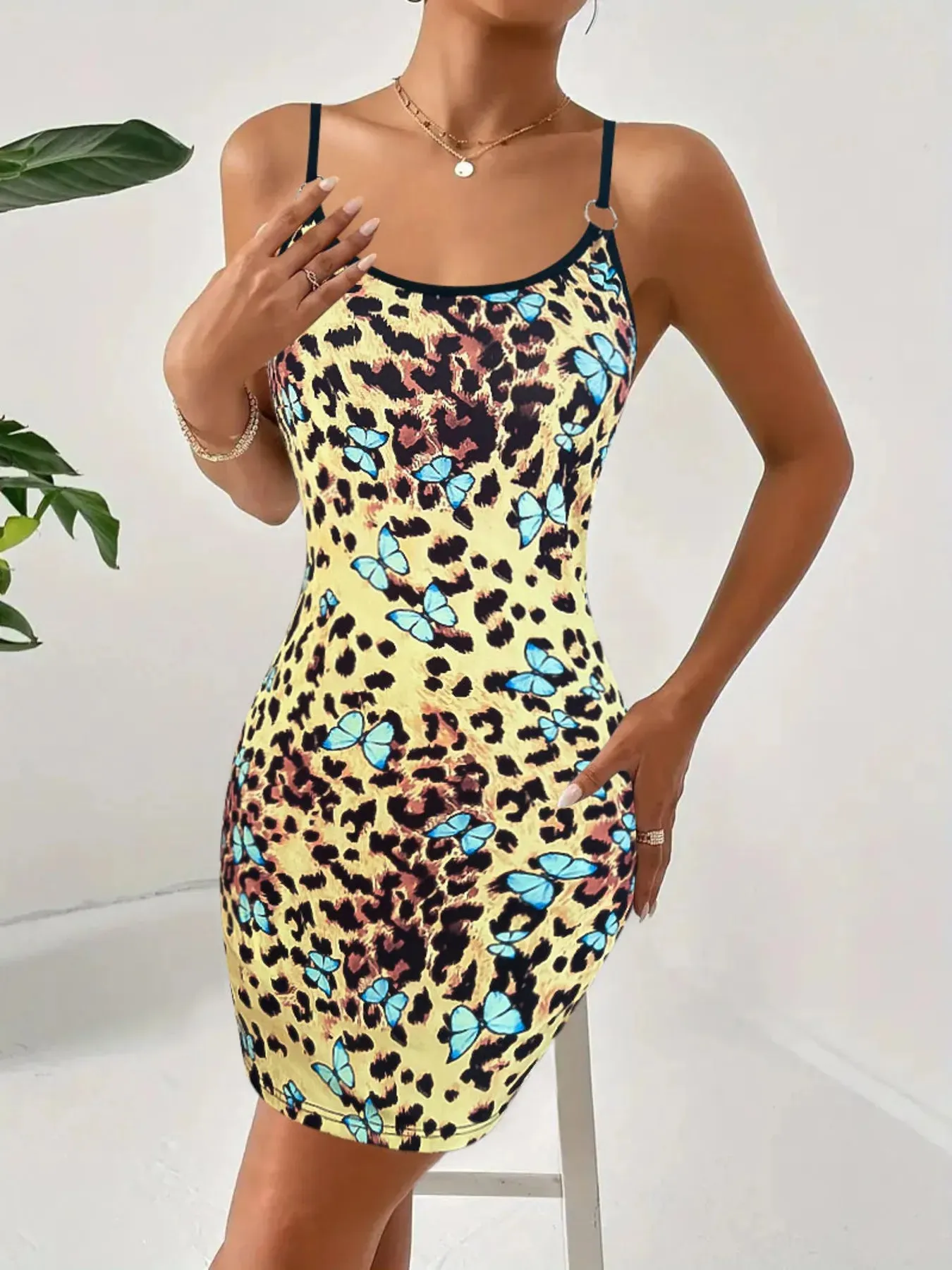 Leopard Print Butterfly Mini Cami Dress sold by Charming Charlie product image thumbnail 2