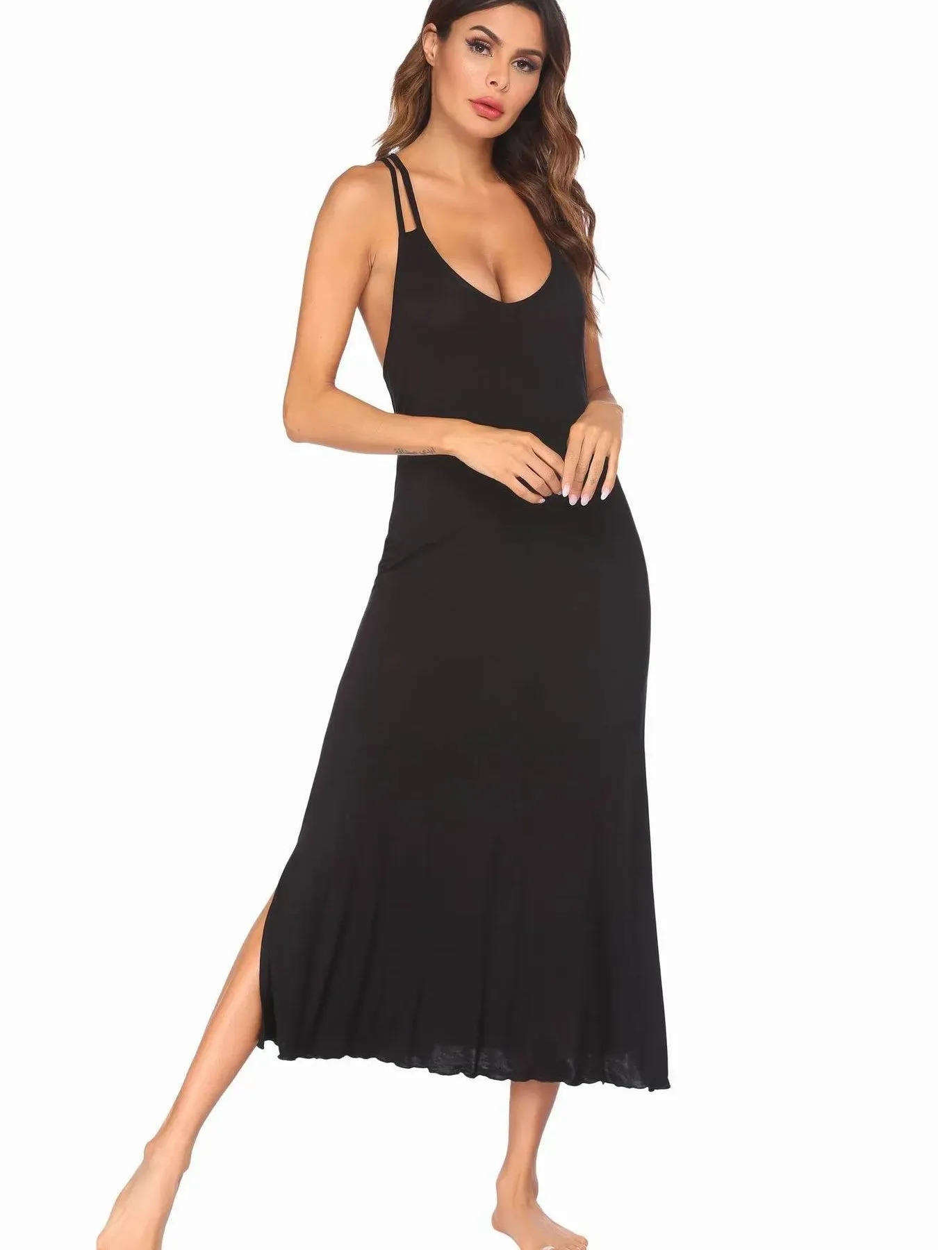 Side Slit Scoop Neck Lounge Dress sold by Charming Charlie product image thumbnail 3