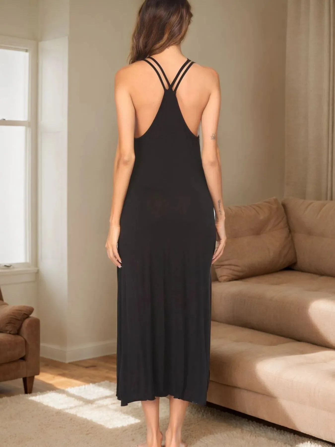 Side Slit Scoop Neck Lounge Dress sold by Charming Charlie product image thumbnail 2