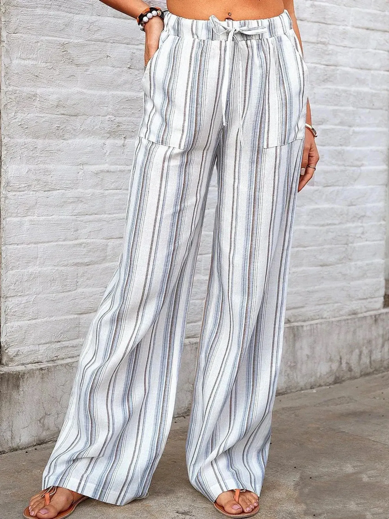 Full Size Striped Wide Leg Pants Plus Size sold by Charming Charlie product image thumbnail 4