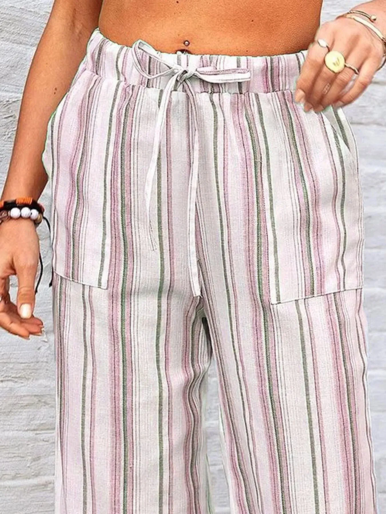 Full Size Striped Wide Leg Pants Plus Size sold by Charming Charlie product image thumbnail 3