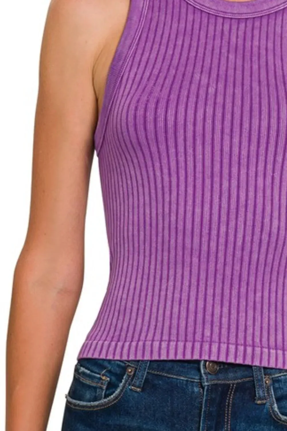 Zenana Ribbed Washed Seamless Tank Top sold by Charming Charlie product image thumbnail 3