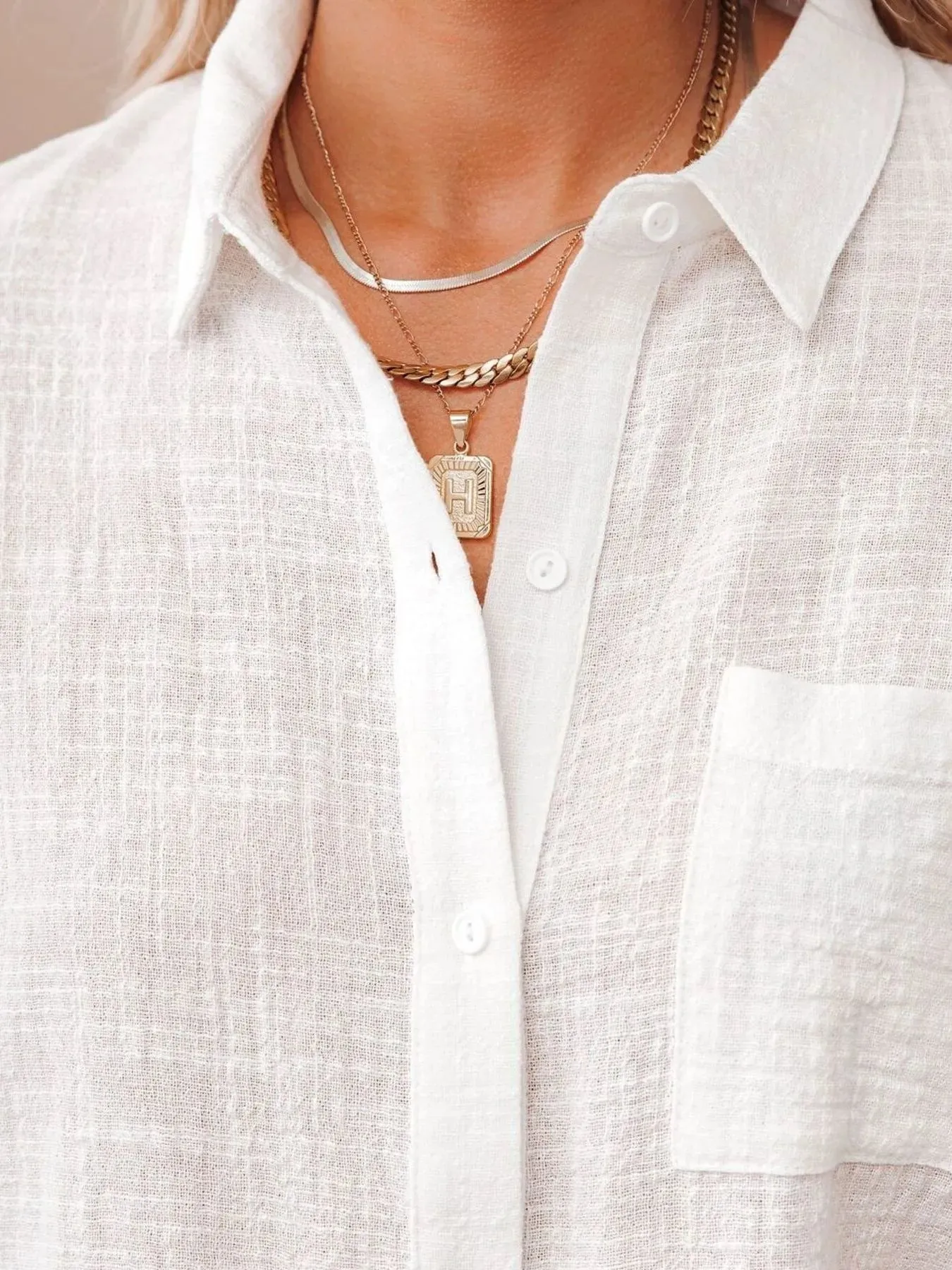 Full Size Button Up Short Sleeve Shirt Plus Size sold by Charming Charlie product image thumbnail 5