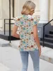 Floral Print V-Neck Cap Sleeve Casual Summer Blouse sold by Charming Charlie