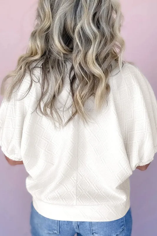 Striped Collar Patchwork Half Sleeve Blouse sold by Charming Charlie product image thumbnail 3