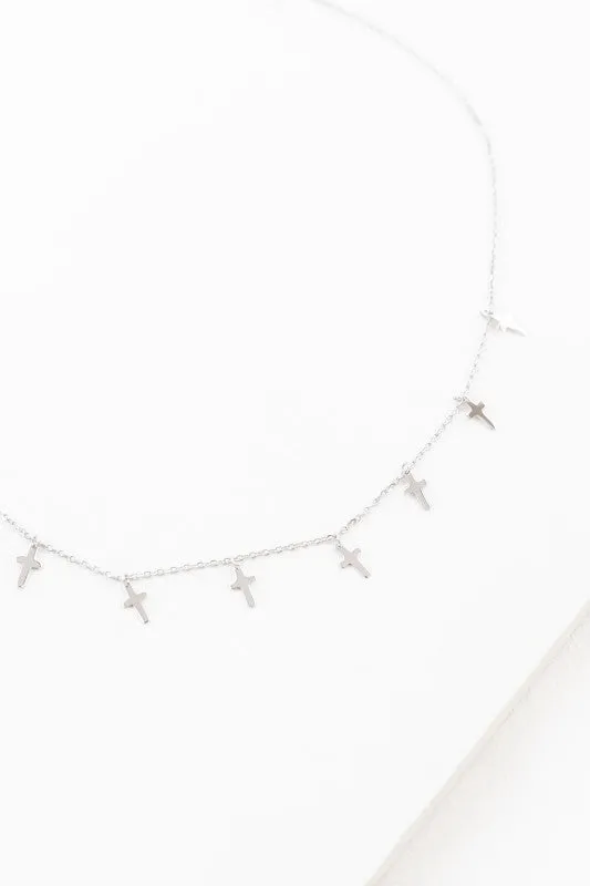 Cross Tassel Drop Necklace | Silver (sterl.) sold by Charming Charlie
