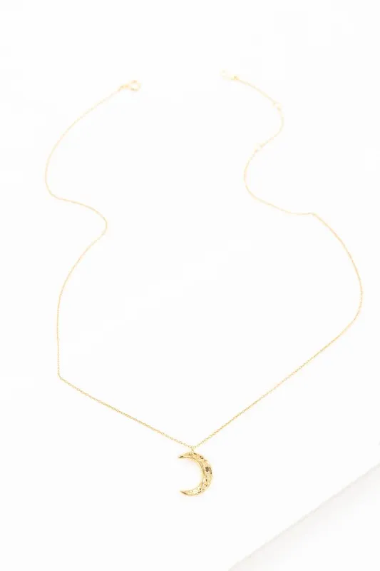 Crescent Moon Hammered Necklace | Gold (14K) sold by Charming Charlie product image thumbnail 3