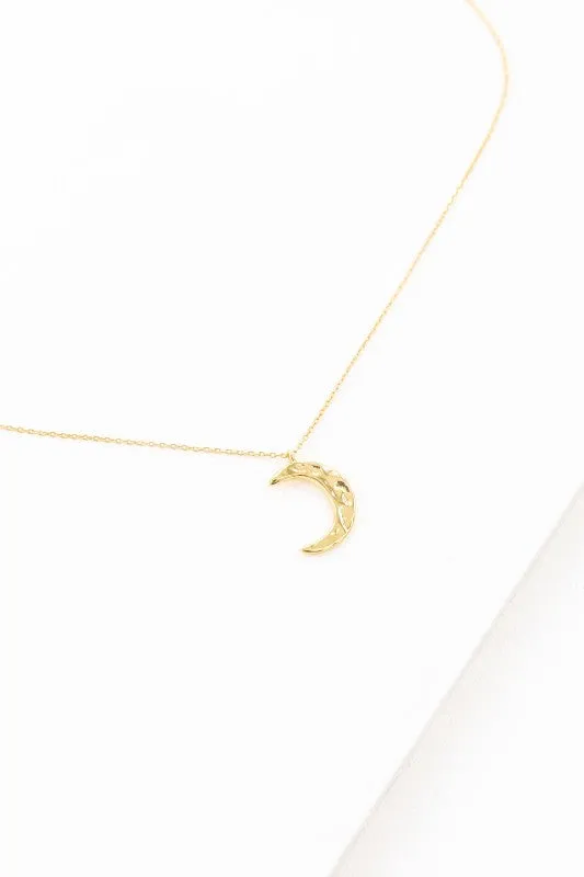 Crescent Moon Hammered Necklace | Gold (14K) sold by Charming Charlie