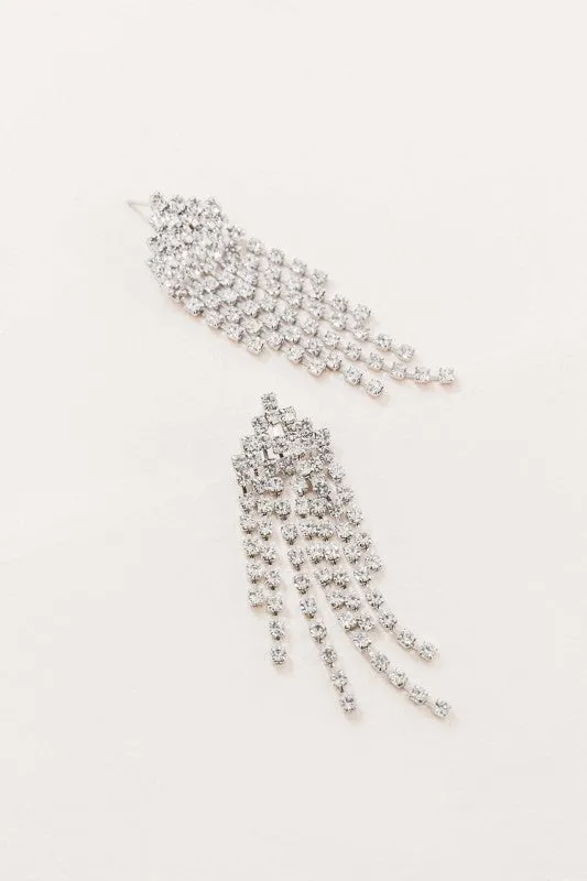 Rhinestone Tassel Earrings sold by Charming Charlie
