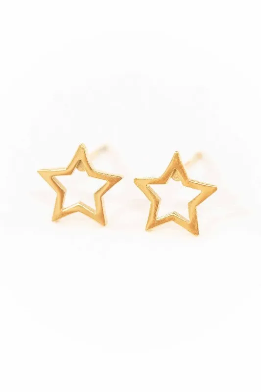 Star Outline Stud Earrings | Gold sold by Charming Charlie