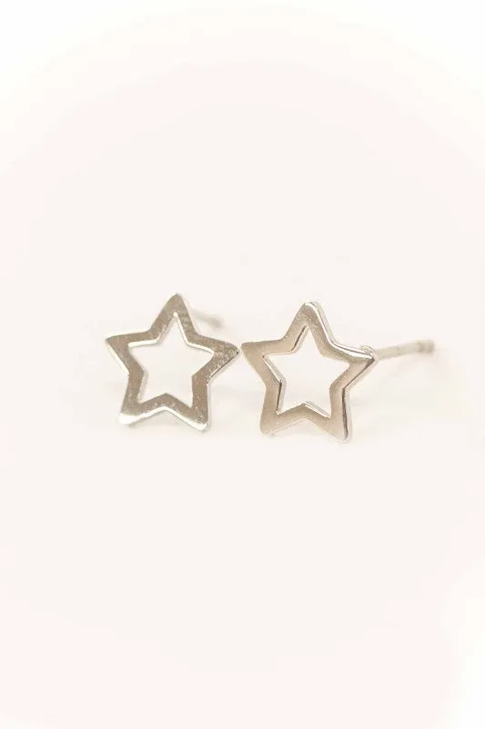 Star Outline Stud Earrings | Silver sold by Charming Charlie