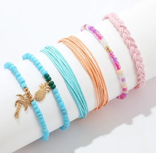 Summer Bracelet 6 Piece Set Rainbow Pineapple Palm sold by Charming Charlie product image thumbnail 2