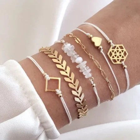 Gold White Bracelet 6 Piece Set sold by Charming Charlie