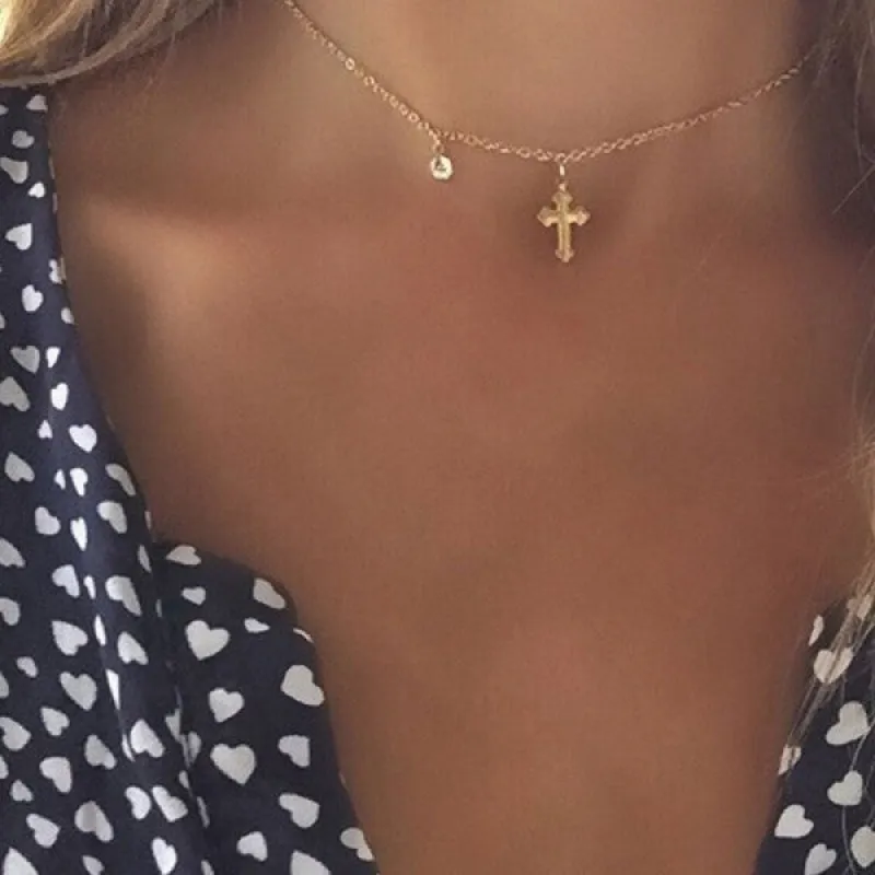 Jane Cross Diamond Necklace Gold sold by Charming Charlie