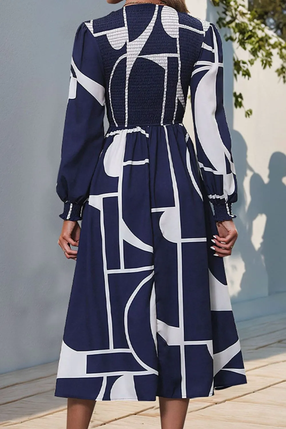 Smocked Color Block Long Sleeve Midi Dress sold by Charming Charlie product image thumbnail 2