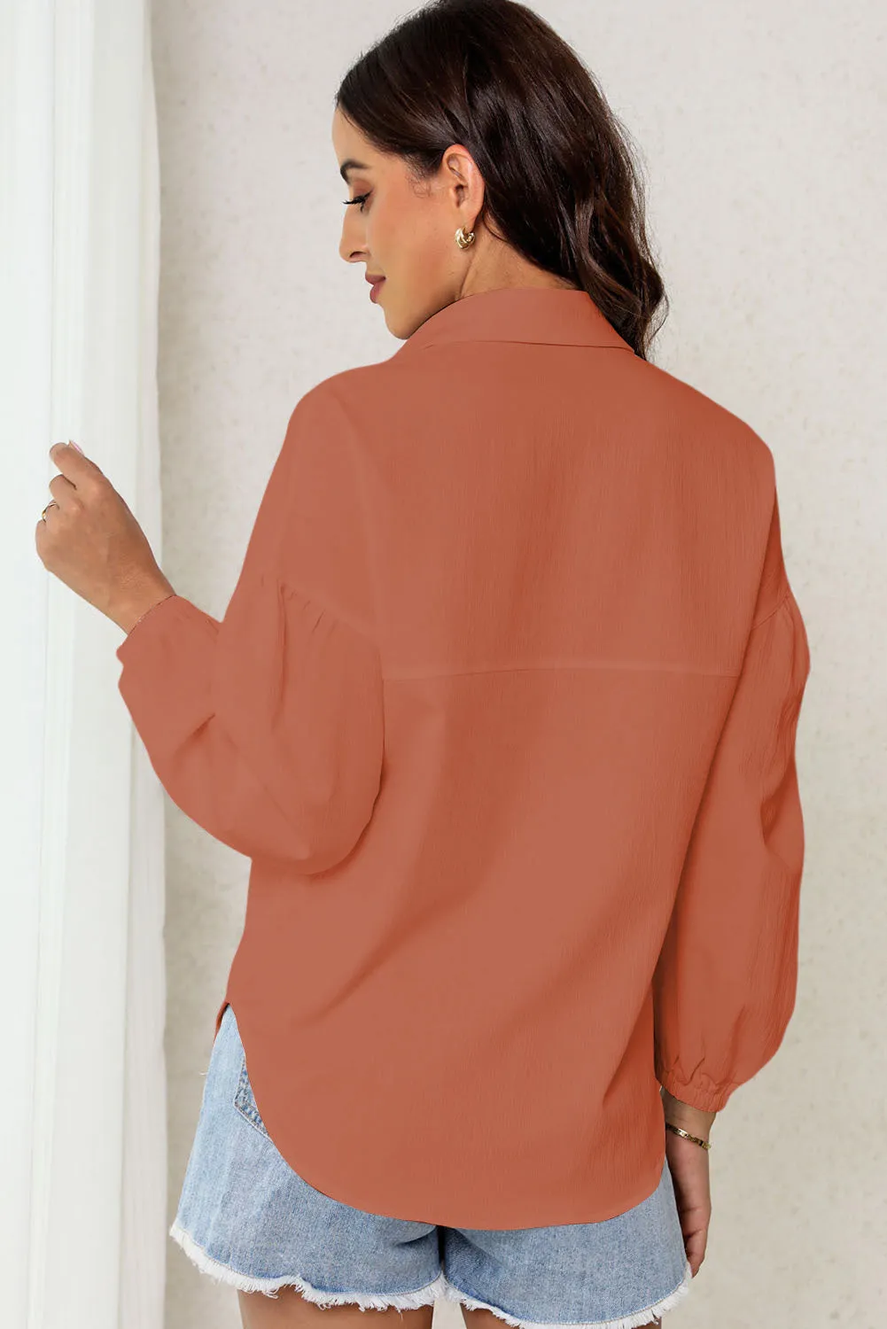 Pocketed Button Up Balloon Sleeve Shirt sold by Charming Charlie product image thumbnail 5