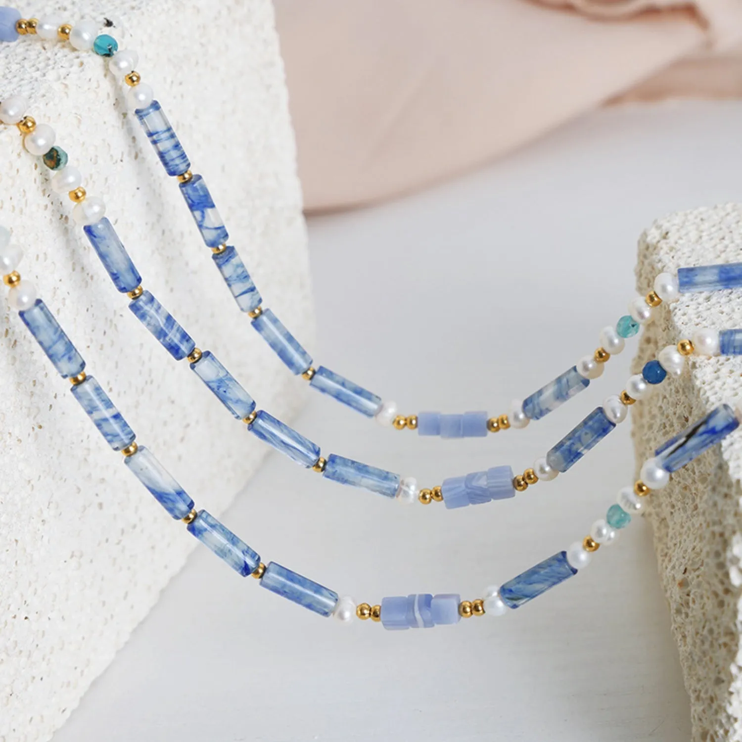 Freshwater Pearl Titanium Steel Geometric Bead Necklace sold by Charming Charlie product image thumbnail 5