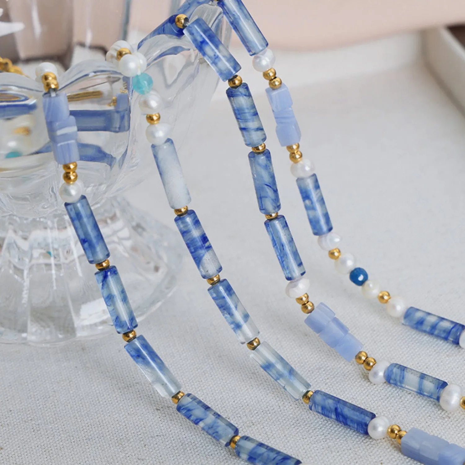 Freshwater Pearl Titanium Steel Geometric Bead Necklace sold by Charming Charlie product image thumbnail 2