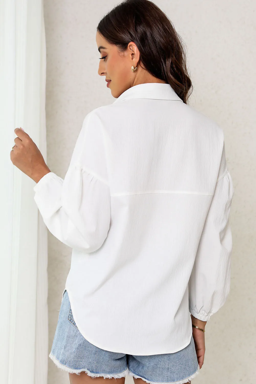 Pocketed Button Up Balloon Sleeve Shirt sold by Charming Charlie product image thumbnail 3