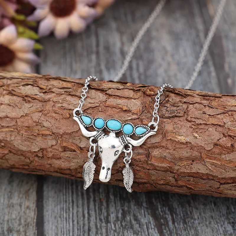 Artificial Turquoise Cow Shape Necklace sold by Charming Charlie