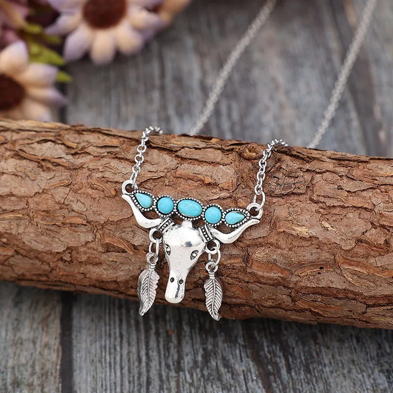 Artificial Turquoise Cow Shape Necklace sold by Charming Charlie