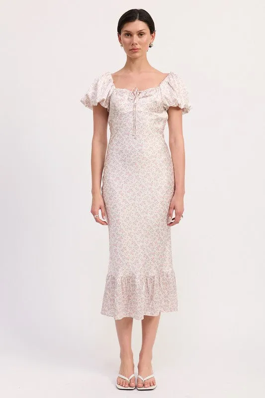 FLORAL PUFF SLEEVE MIDI DRESS sold by Charming Charlie product image thumbnail 5