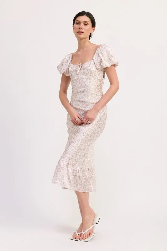 FLORAL PUFF SLEEVE MIDI DRESS sold by Charming Charlie product image thumbnail 4