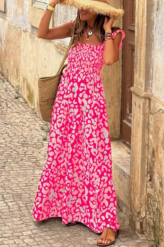 pink leopard maxi dress sold by Charming Charlie