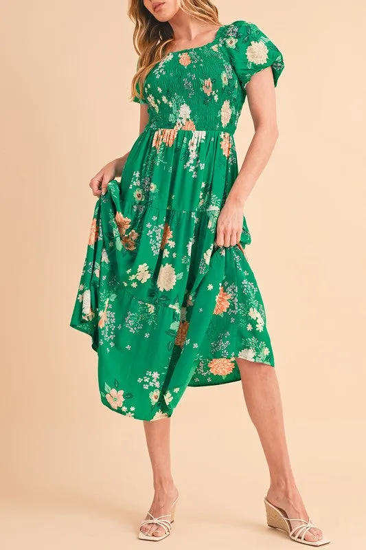 Green Tiered light weight midi dress sold by Charming Charlie