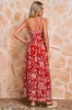 Red Floral Print Spaghetti Strap Empire Waist Maxi sold by Charming Charlie