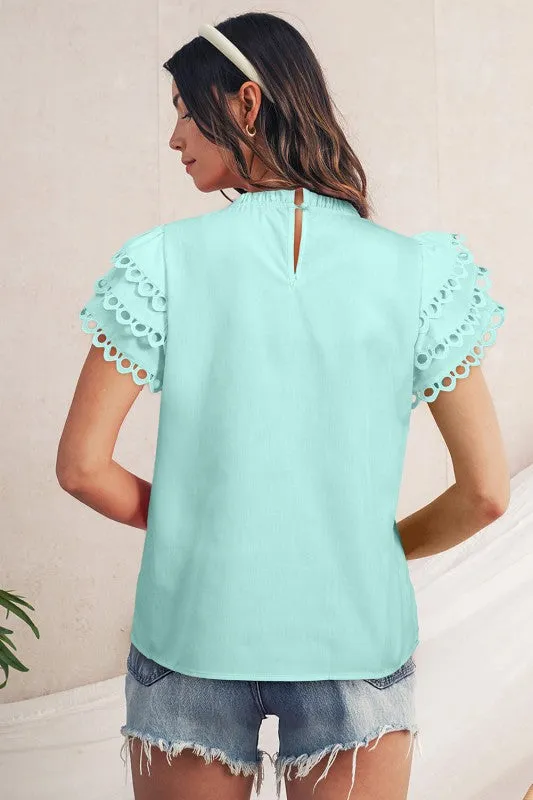cotton mint ruffle layered blouse sold by Charming Charlie product image thumbnail 2