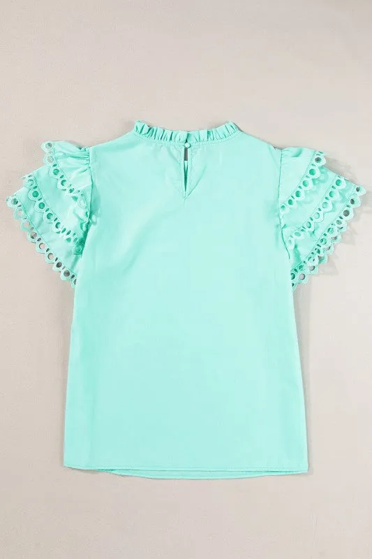 cotton mint ruffle layered blouse sold by Charming Charlie product image thumbnail 5
