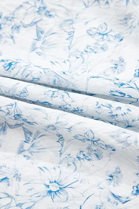 Ribbon Back Blue Floral Viscose Blouse sold by Charming Charlie product image thumbnail 3