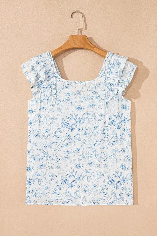 Ribbon Back Blue Floral Viscose Blouse sold by Charming Charlie product image thumbnail 2