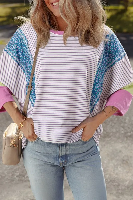 purple stripe cotton shirt top sold by Charming Charlie