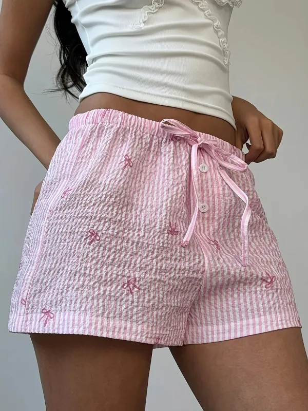 Bow Striped Drawstring Casual Shorts sold by Charming Charlie
