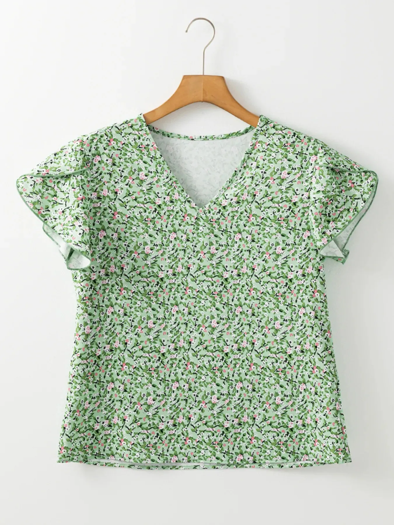 Floral Print V-Neck Short Sleeve Blouse sold by Charming Charlie product image thumbnail 5