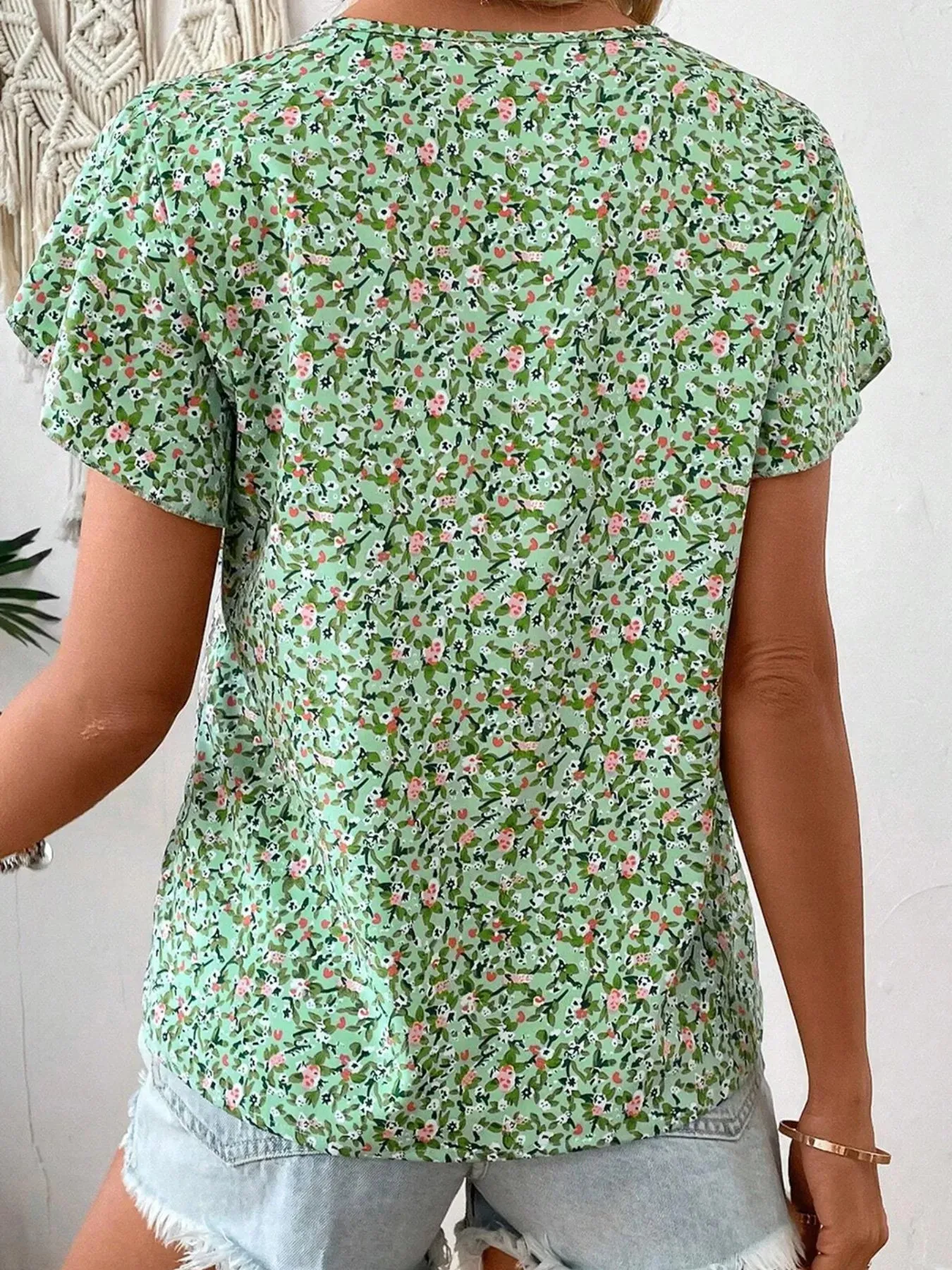 Floral Print V-Neck Short Sleeve Blouse sold by Charming Charlie product image thumbnail 2