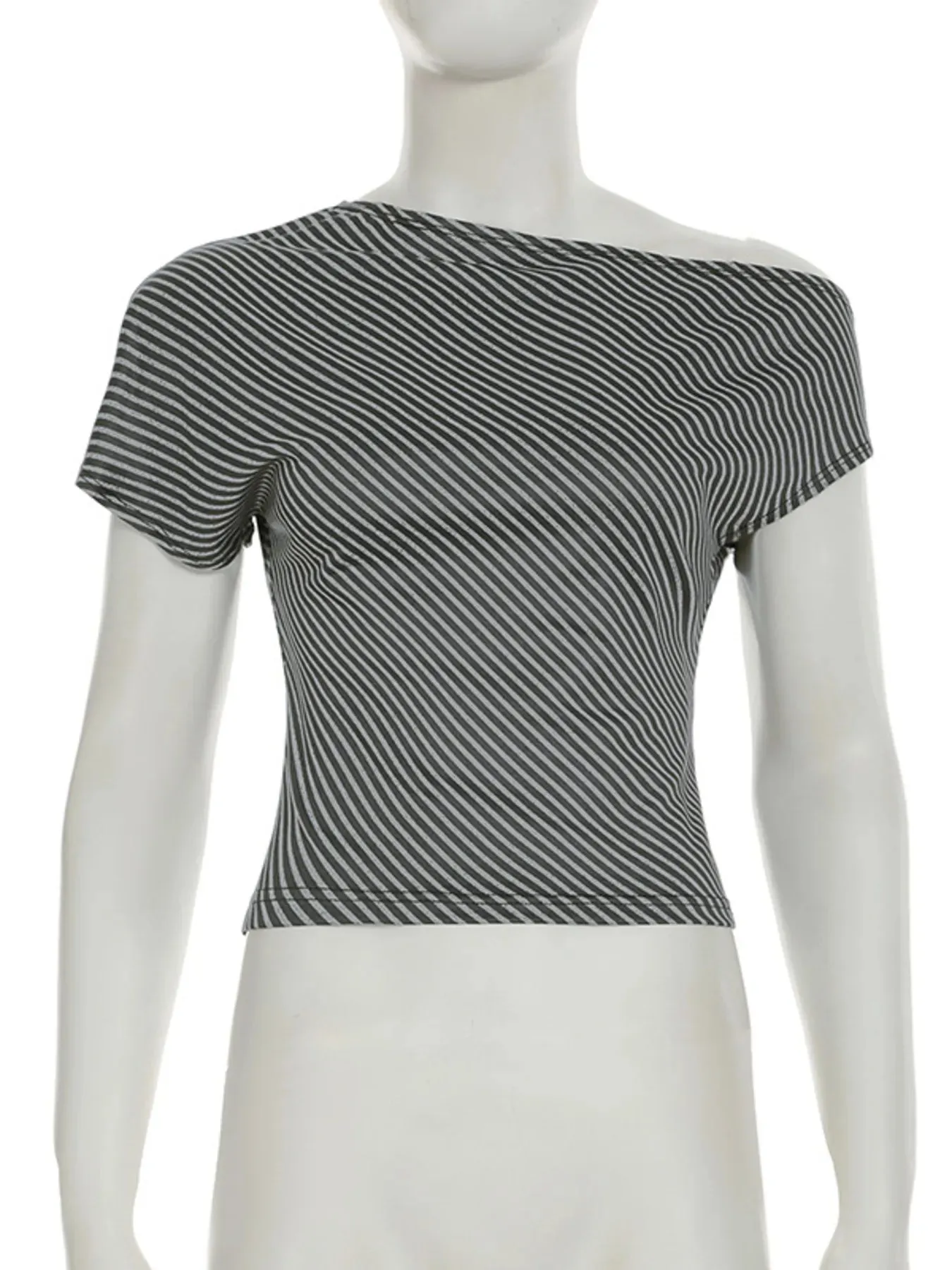 Striped Single Shoulder T-Shirt sold by Charming Charlie product image thumbnail 5