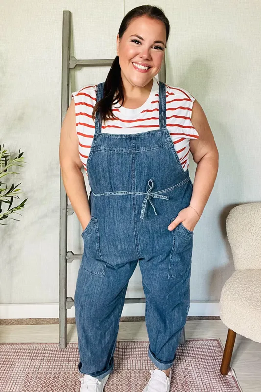 Weekend Ready Cotton Denim Baggy Leg Bib Overall Jumper sold by Charming Charlie