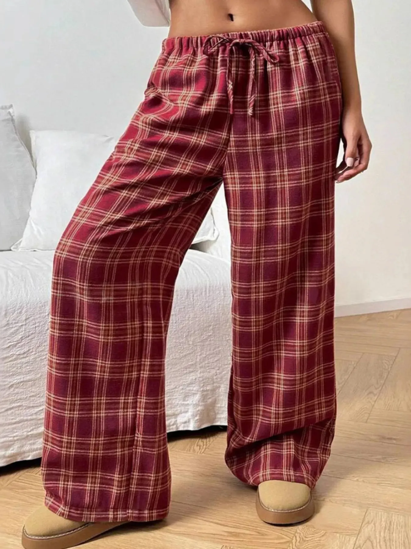 Plaid Wide Leg Drawstring Pants sold by Charming Charlie product image thumbnail 5