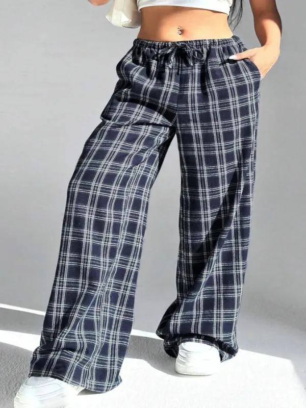 Plaid Wide Leg Drawstring Pants sold by Charming Charlie