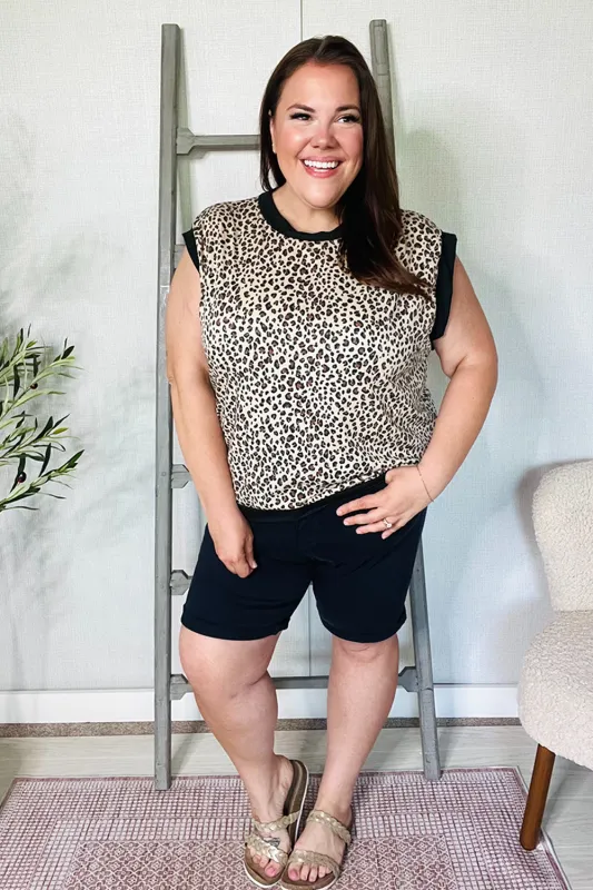 Summer Vibes Taupe Leopard Banded Dolman Short Sleeve Top sold by Charming Charlie