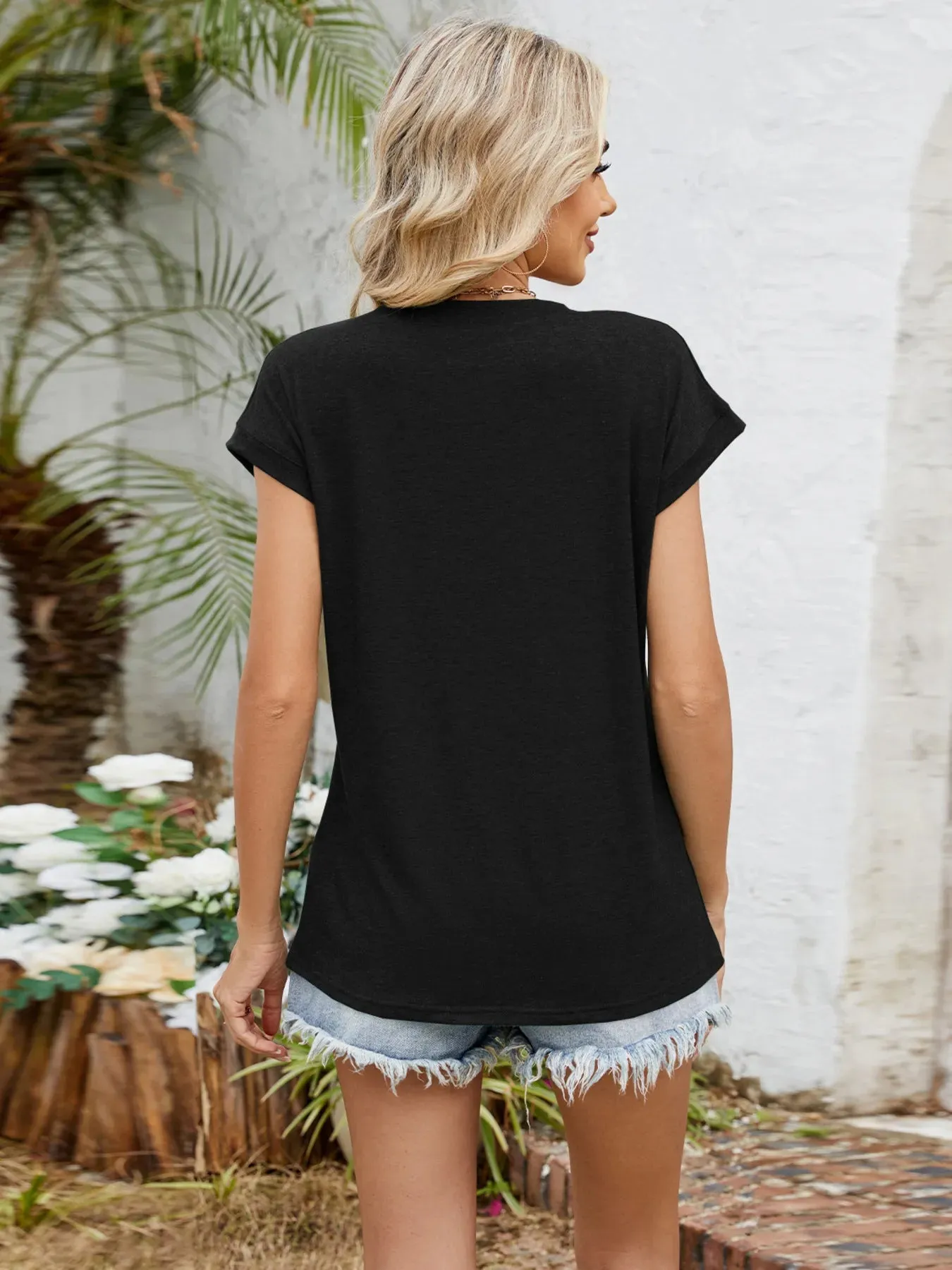 Relaxed Fit V-Neck T-Shirt sold by Charming Charlie product image thumbnail 2