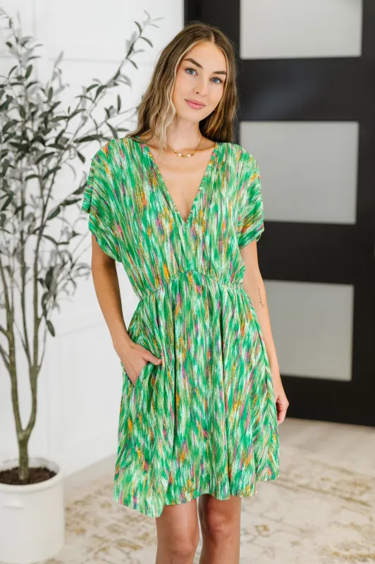Chic Repeat V-Neck Dress in Multi-Color sold by Charming Charlie