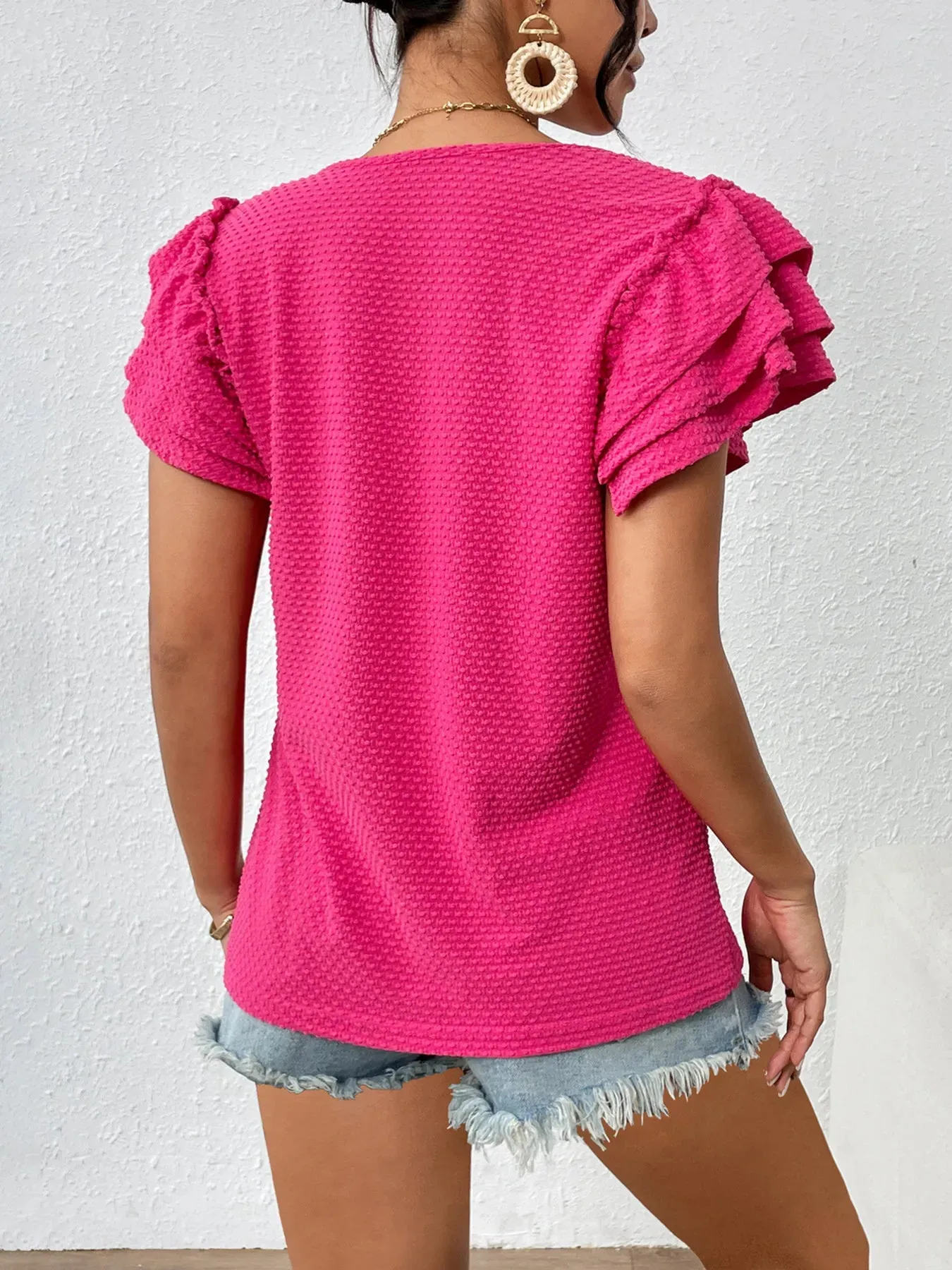 Round Neck Ruffle Sleeve T-Shirt sold by Charming Charlie product image thumbnail 2